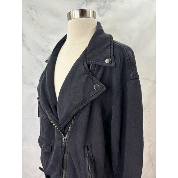 Free People Rebel Knit Moto Jacket XS zipup Black Grunge oversize We The Free - Picture 9 of 16